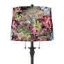 2_Dyna 58" High Black and Floral Velvet Shade 2-Light Floor Lamp more views