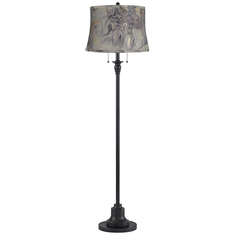 Image 1 Dyna 58" High Black and Gray Swirl 2-Light Floor Lamp