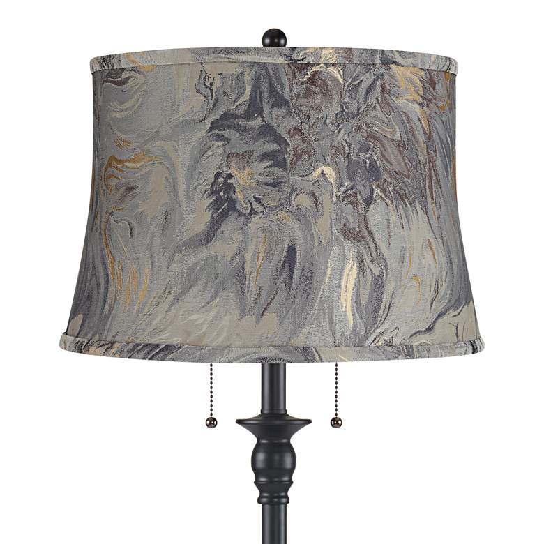Image 2 Dyna 58" High Black and Gray Swirl 2-Light Floor Lamp more views