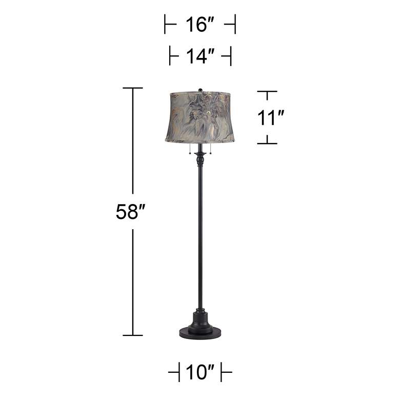 Image 5 Dyna 58" High Black and Gray Swirl 2-Light Floor Lamp more views