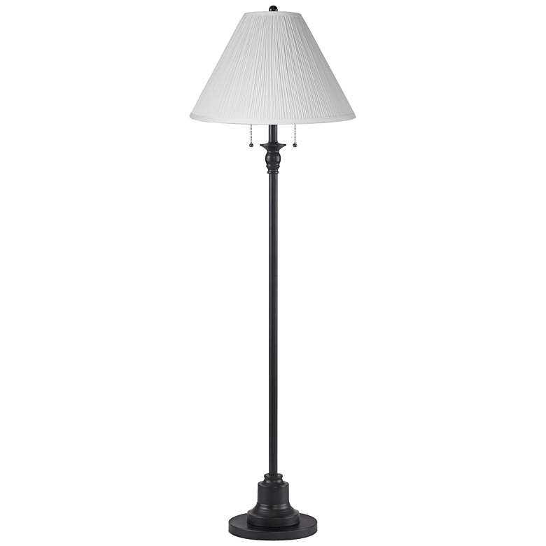 Image 1 Dyna 58" High Black and Ivory Pleated Shade 2-Light Floor Lamp
