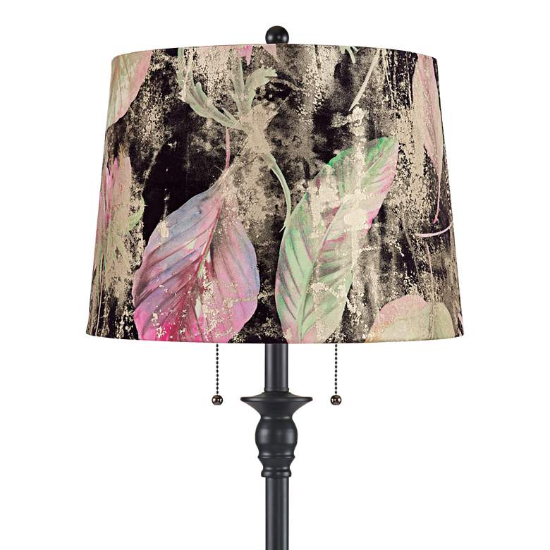 Image 2 Dyna 58" High Black and Leaf Melange Shade 2-Light Floor Lamp more views