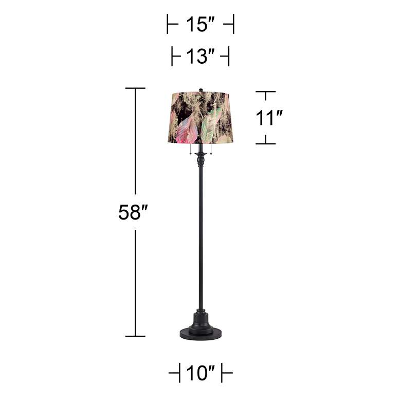 Image 5 Dyna 58" High Black and Leaf Melange Shade 2-Light Floor Lamp more views