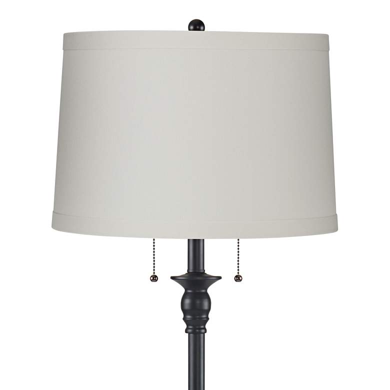 Image 2 Dyna 58" High Black and Off-White Linen Shade 2-Light Floor Lamp more views
