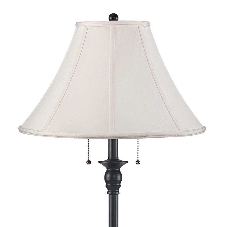 Image 2 Dyna 58" High Black and Off-White Shantung Shade 2-Light Floor Lamp more views