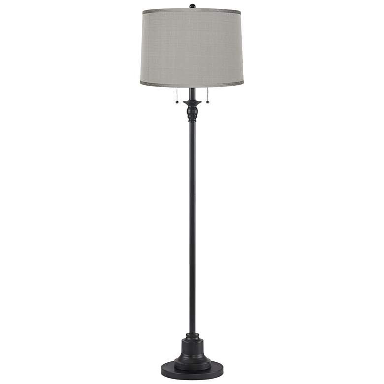 Image 1 Dyna 58" High Black and Platinum Gray Shade 2-Light Floor Lamp