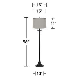 Image5 of Dyna 58" High Black and Platinum Gray Shade 2-Light Floor Lamp more views