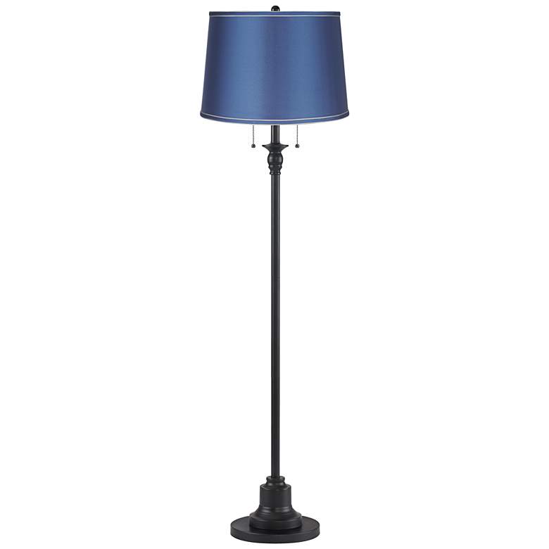 Image 1 Dyna 58" High Black and Royal Blue Shade 2-Light Floor Lamp