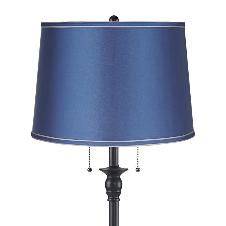 Image 2 Dyna 58" High Black and Royal Blue Shade 2-Light Floor Lamp more views
