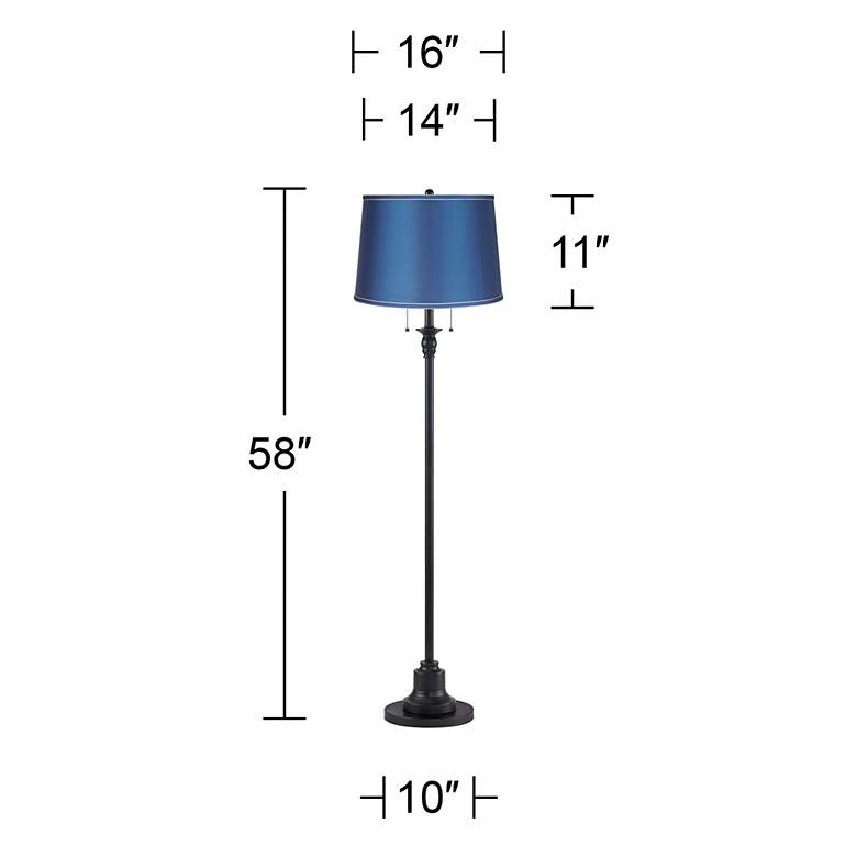 Image 5 Dyna 58" High Black and Royal Blue Shade 2-Light Floor Lamp more views