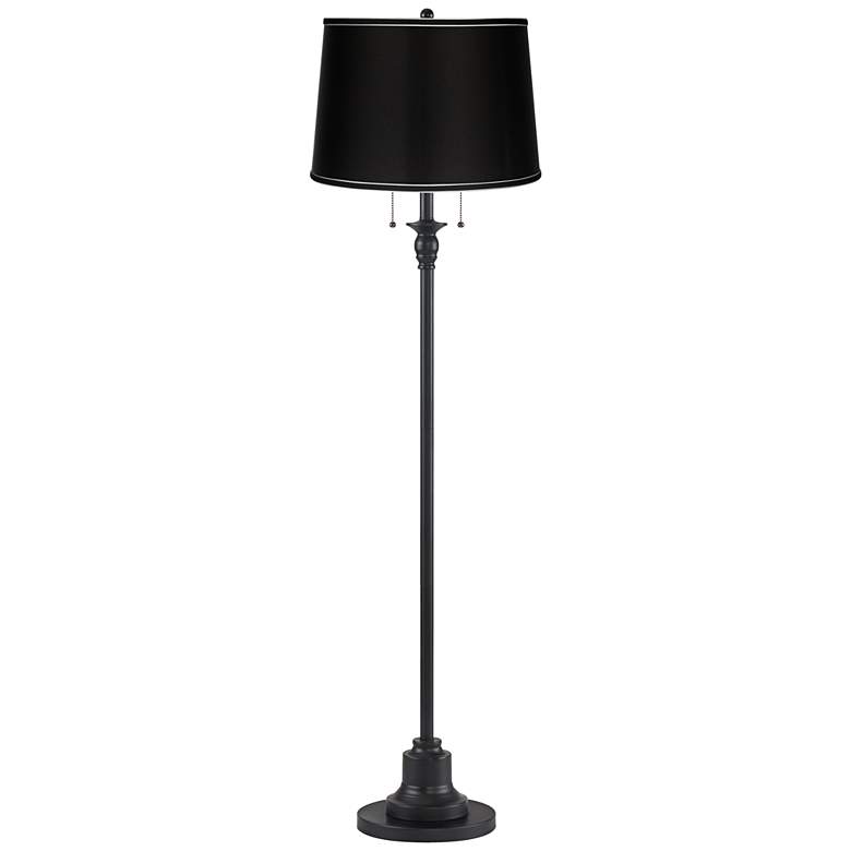 Image 1 Dyna 58" High Black and Satin Black Shade 2-Light Floor Lamp