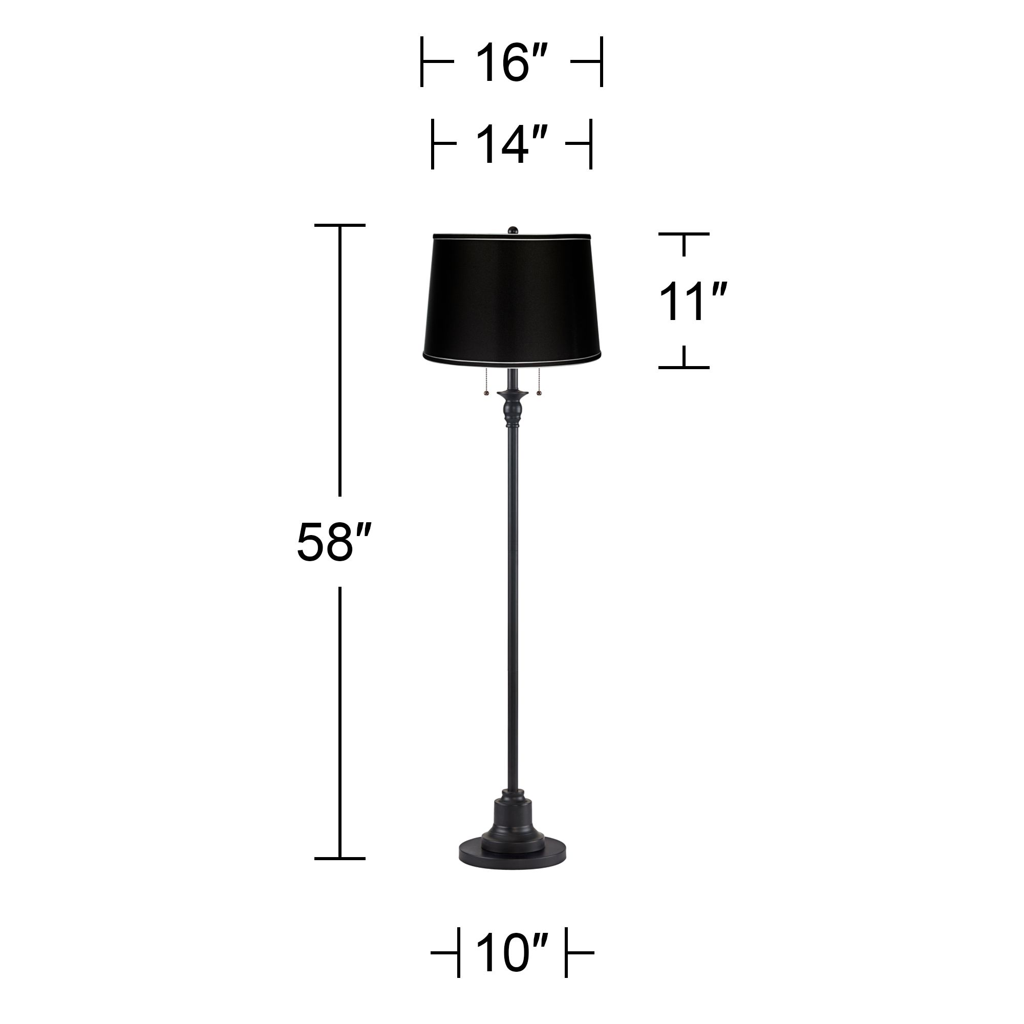 Image 5 Dyna 58" High Black and Satin Black Shade 2-Light Floor Lamp more views