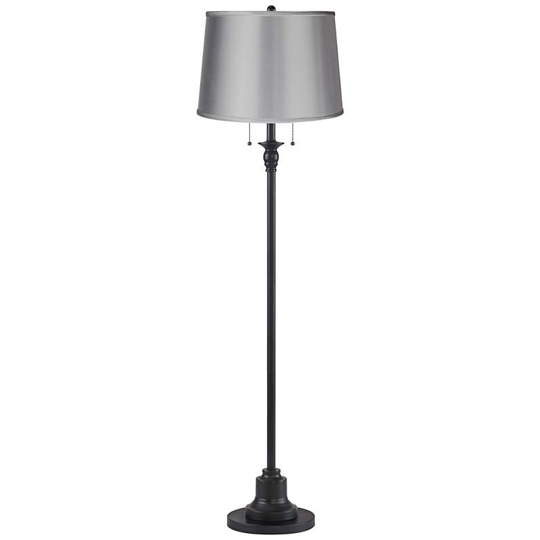 Image 1 Dyna 58" High Black and Satin Gray Shade 2-Light Floor Lamp