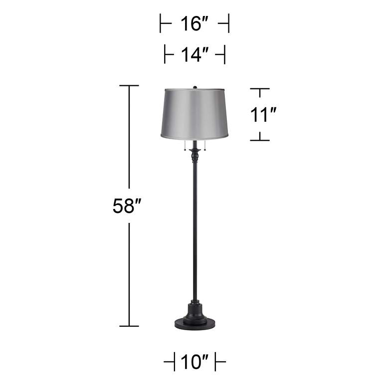 Image 5 Dyna 58" High Black and Satin Gray Shade 2-Light Floor Lamp more views