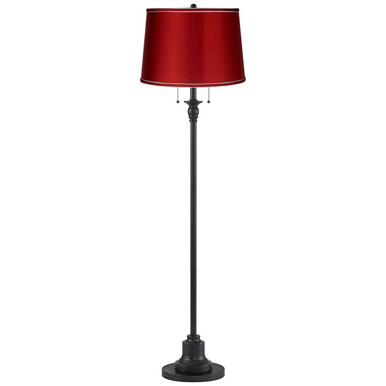 Image 1 Dyna 58" High Black and Satin Red Shade 2-Light Floor Lamp