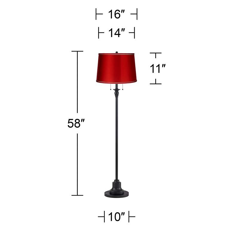 Image 5 Dyna 58" High Black and Satin Red Shade 2-Light Floor Lamp more views