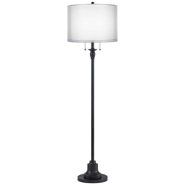 Image 1 Dyna 58" High Black and Sheer Silver 2-Light Floor Lamp