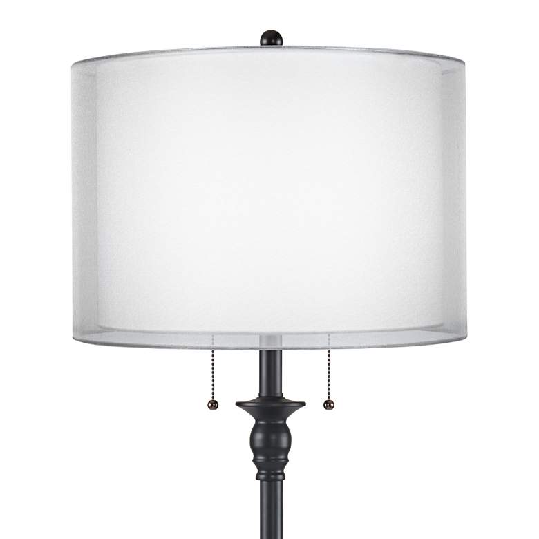 Image 2 Dyna 58" High Black and Sheer Silver 2-Light Floor Lamp more views