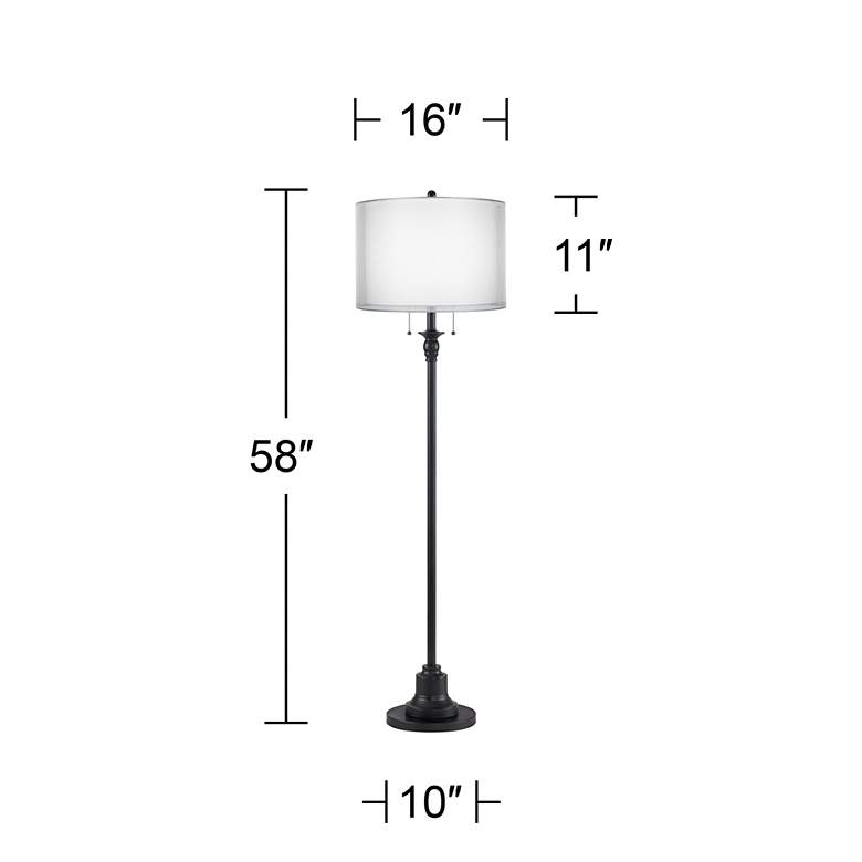 Image 5 Dyna 58" High Black and Sheer Silver 2-Light Floor Lamp more views