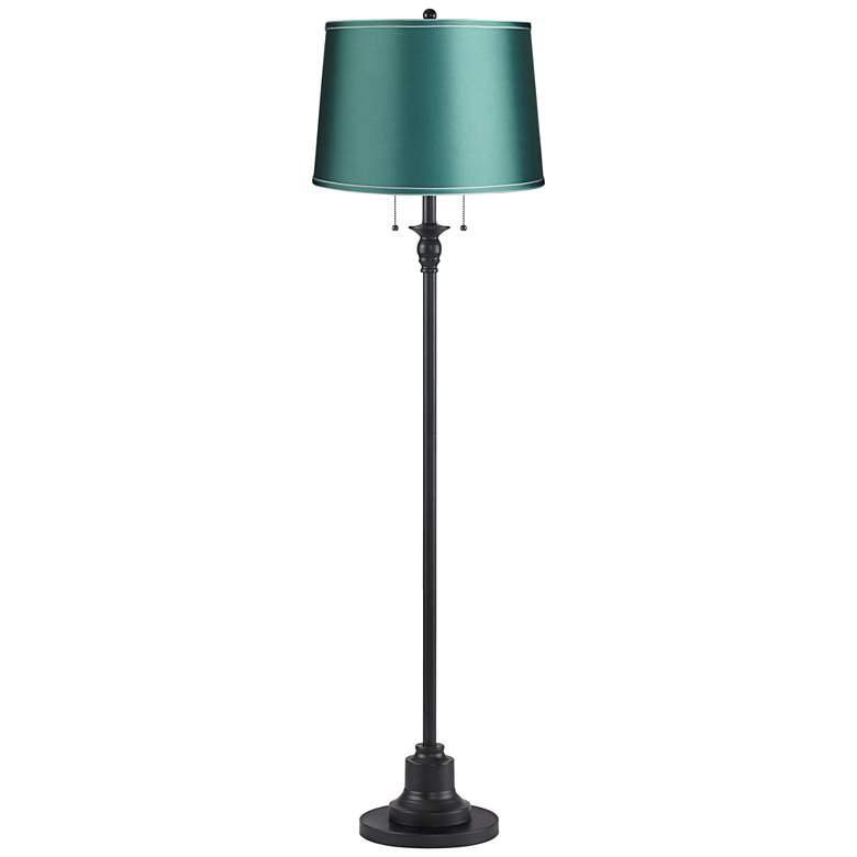 Image 1 Dyna 58" High Black and Soft Teal Shade 2-Light Floor Lamp