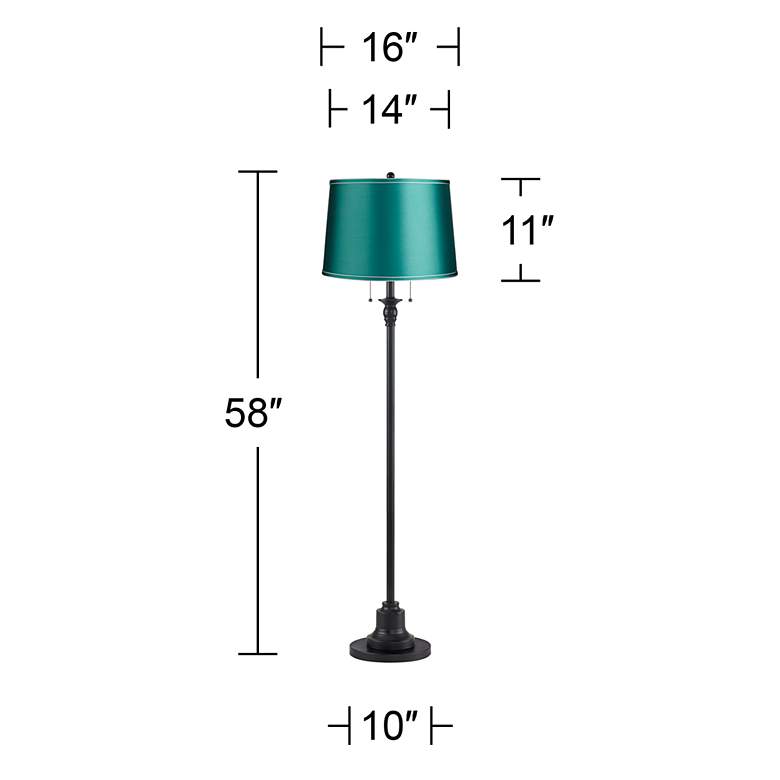 Image 5 Dyna 58" High Black and Soft Teal Shade 2-Light Floor Lamp more views