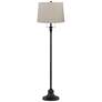 1_Dyna 58" High Black and Taupe Burlap Shade 2-Light Floor Lamp