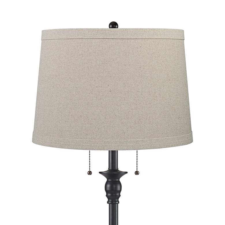 Image 2 Dyna 58" High Black and Taupe Burlap Shade 2-Light Floor Lamp more views