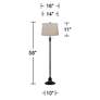 5_Dyna 58" High Black and Taupe Burlap Shade 2-Light Floor Lamp more views