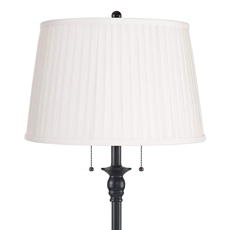 Image 2 Dyna 58" High Black and White Fabric Pleated Shade 2-Light Floor Lamp more views
