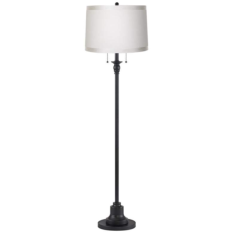 Image 1 Dyna 58" High Black and White Grosgrain Drum Shade 2-Light Floor Lamp