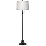 1_Dyna 58" High Black and White Grosgrain Drum Shade 2-Light Floor Lamp