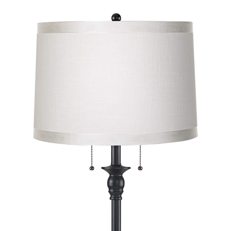 Image 2 Dyna 58" High Black and White Grosgrain Drum Shade 2-Light Floor Lamp more views