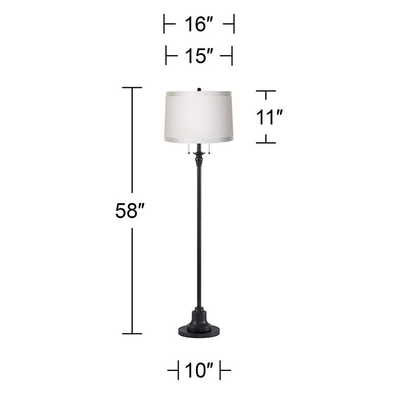 Image 5 Dyna 58" High Black and White Grosgrain Drum Shade 2-Light Floor Lamp more views