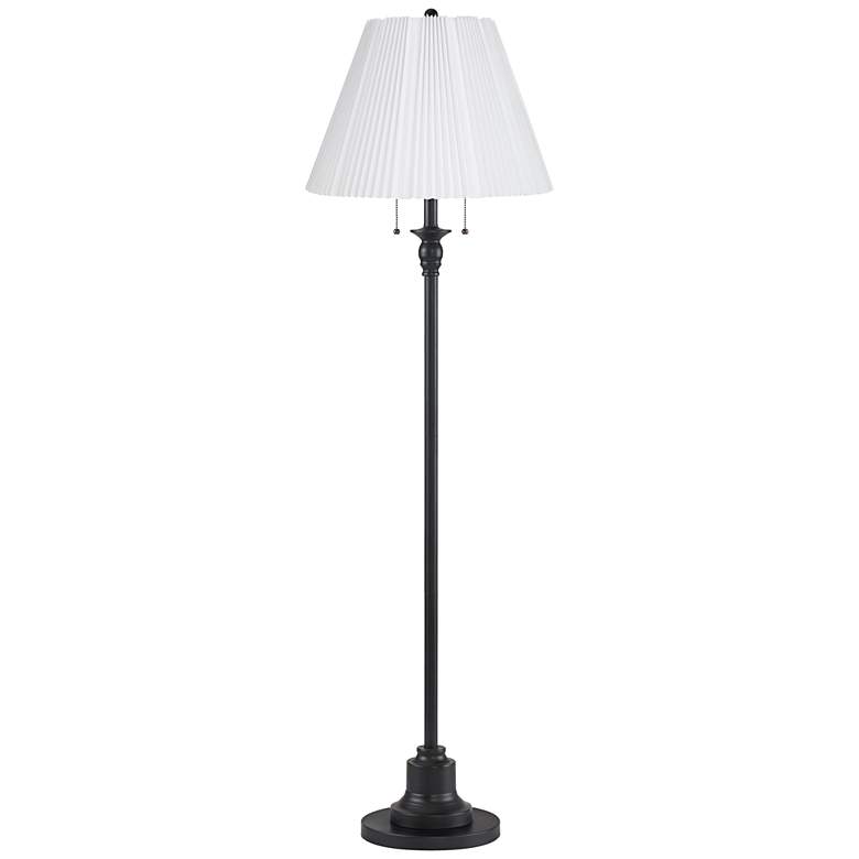 Image 1 Dyna 58" High Black and White Knife Pleated Shade 2-Light Floor Lamp