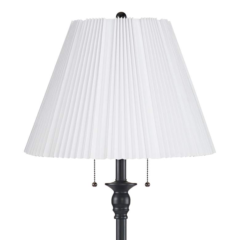 Image 2 Dyna 58" High Black and White Knife Pleated Shade 2-Light Floor Lamp more views