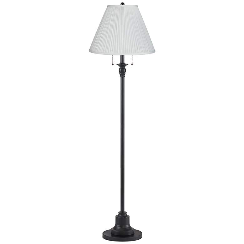 Image 1 Dyna 58" High Black and White Pleated Shade 2-Light Floor Lamp
