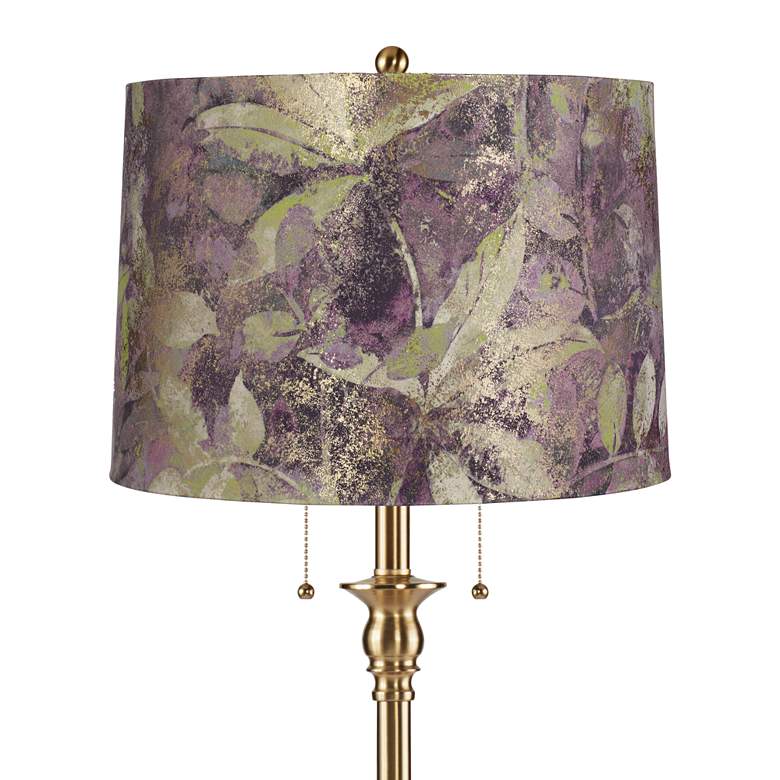 Image 2 Dyna 58"H Antique Brass and Botanical Leaf Shade 2-Light Floor Lamp more views