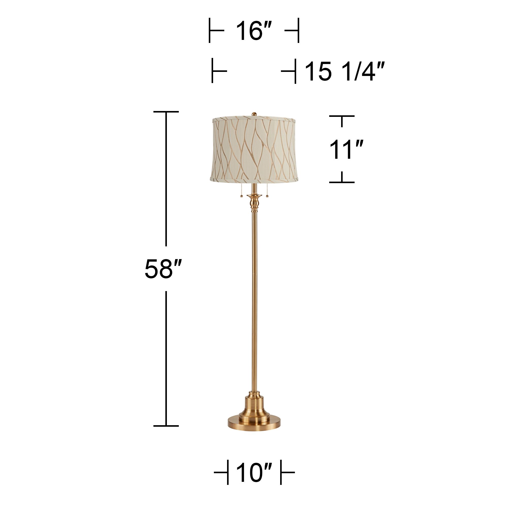 Image 5 Dyna 58"H Antique Brass and Cream Leaf Shade 2-Light Floor Lamp more views