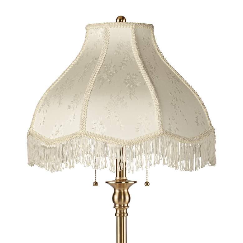 Image 2 Dyna 58"H Antique Brass and Cream Scallop Shade 2-Light Floor Lamp more views