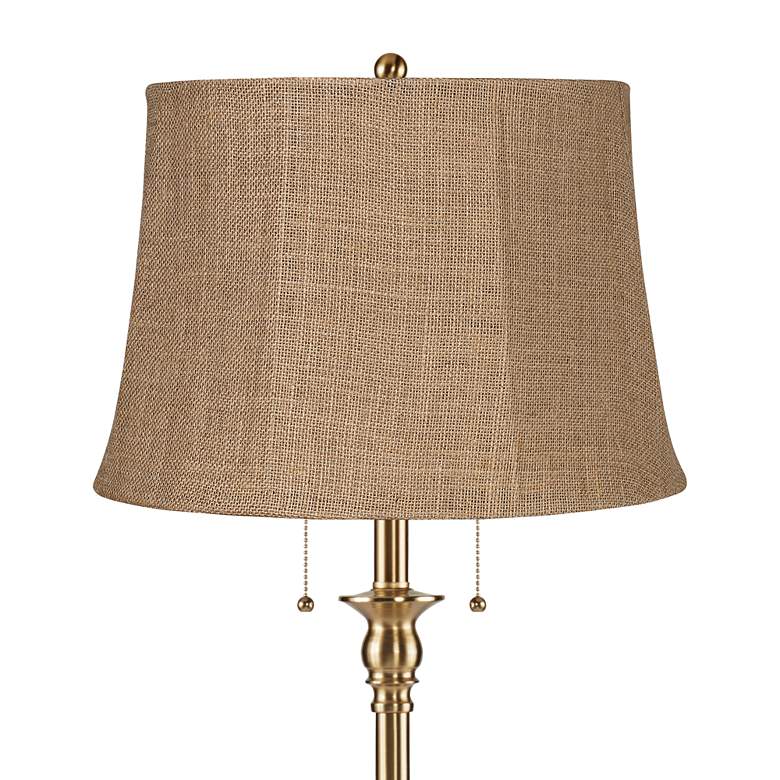 Image 2 Dyna 58"H Antique Brass and Natural Burlap Shade 2-Light Floor Lamp more views