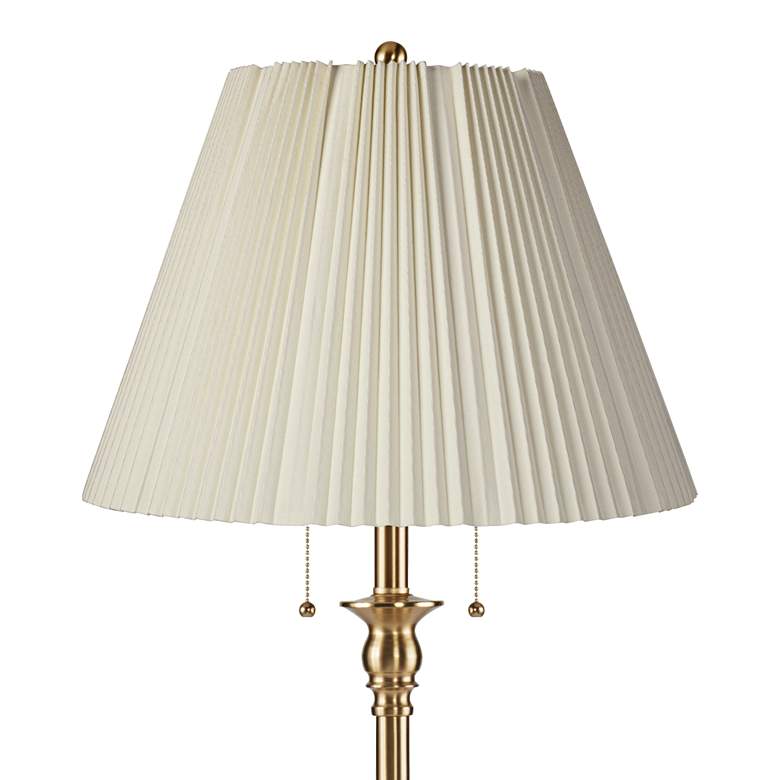 Image 2 Dyna 58"H Antique Brass and Off-White Knife Pleated 2-Light Floor Lamp more views