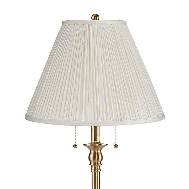 Image 2 Dyna 58"H Antique Brass and Off-White Pleated Shade 2-Light Floor Lamp more views