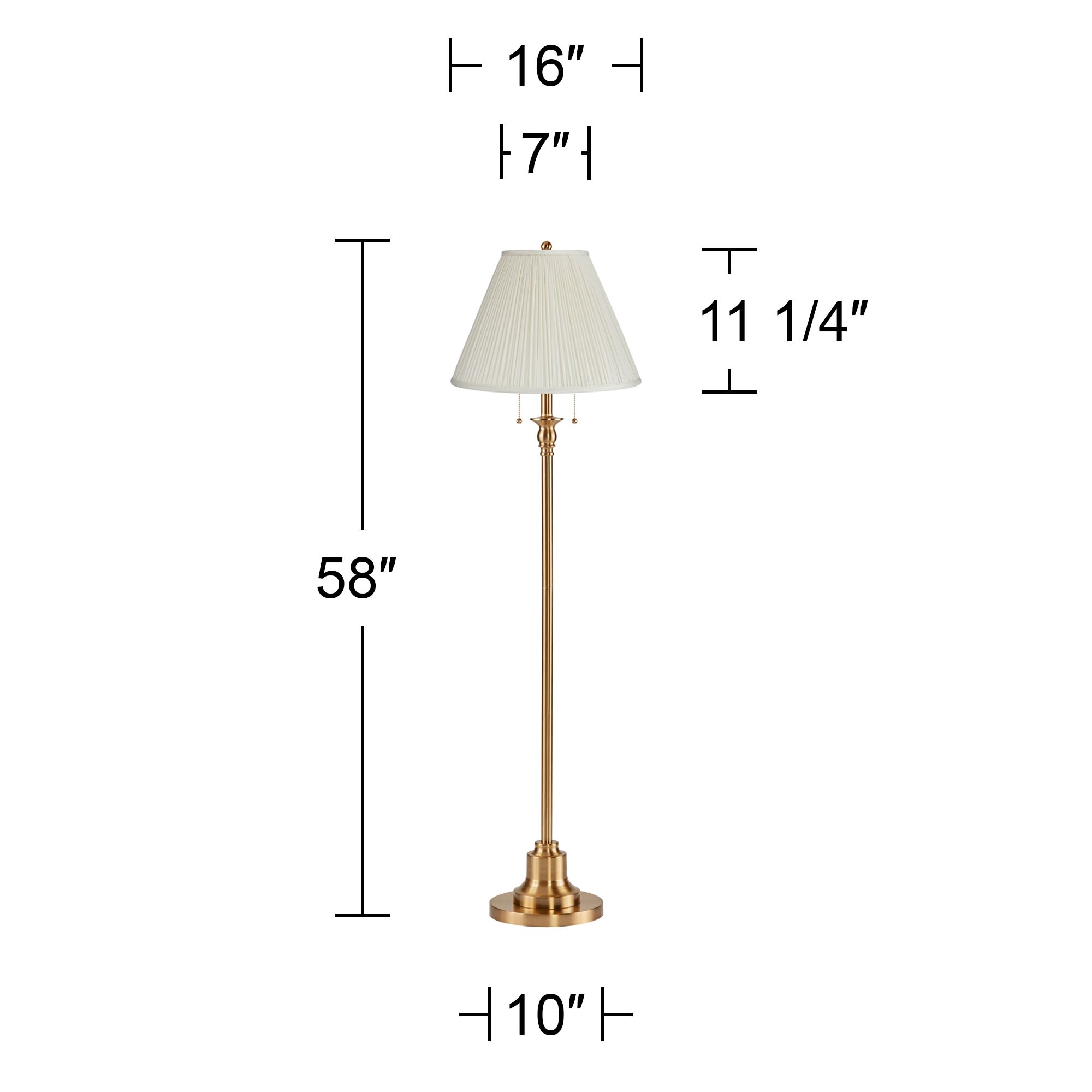 Image 5 Dyna 58"H Antique Brass and Off-White Pleated Shade 2-Light Floor Lamp more views