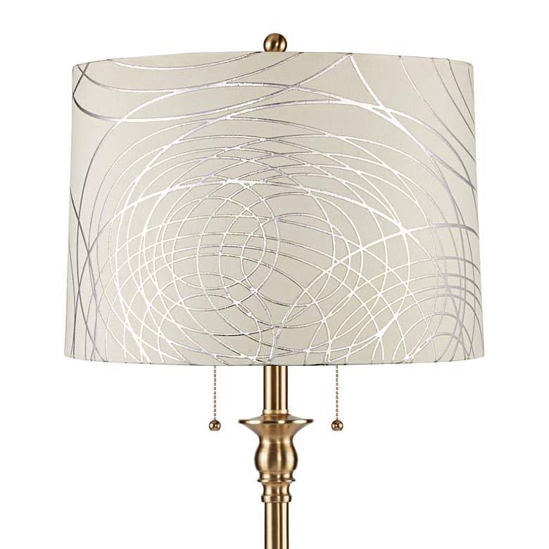 Image 2 Dyna 58"H Antique Brass and Silver Circles Shade 2-Light Floor Lamp more views