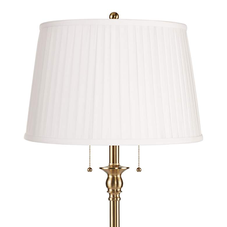 Image 2 Dyna 58"H Antique Brass and White Pleated Shade 2-Light Floor Lamp more views