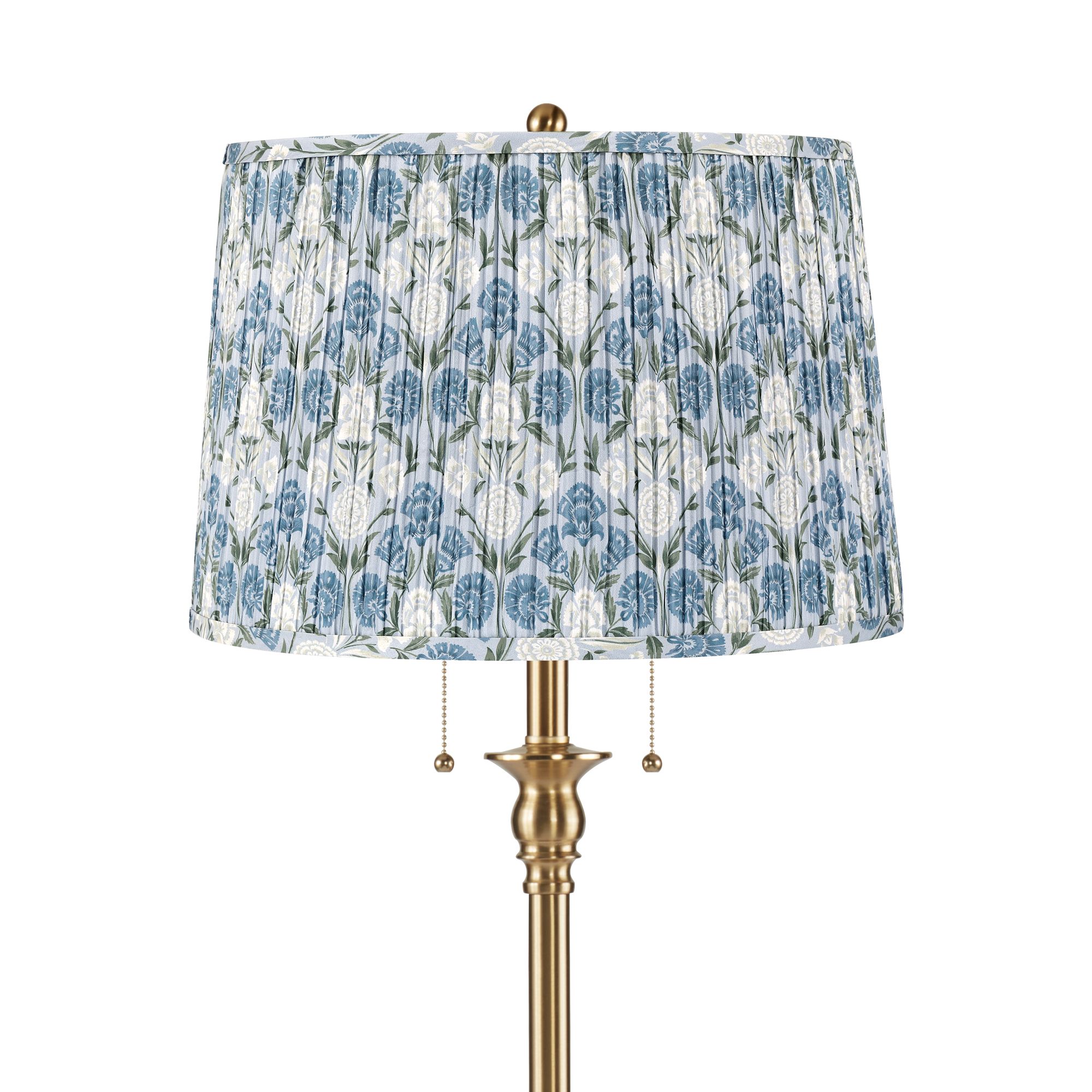 Image 2 Dyna Antique Brass Floor Lamp with Cobalt Blue and Green Shade more views