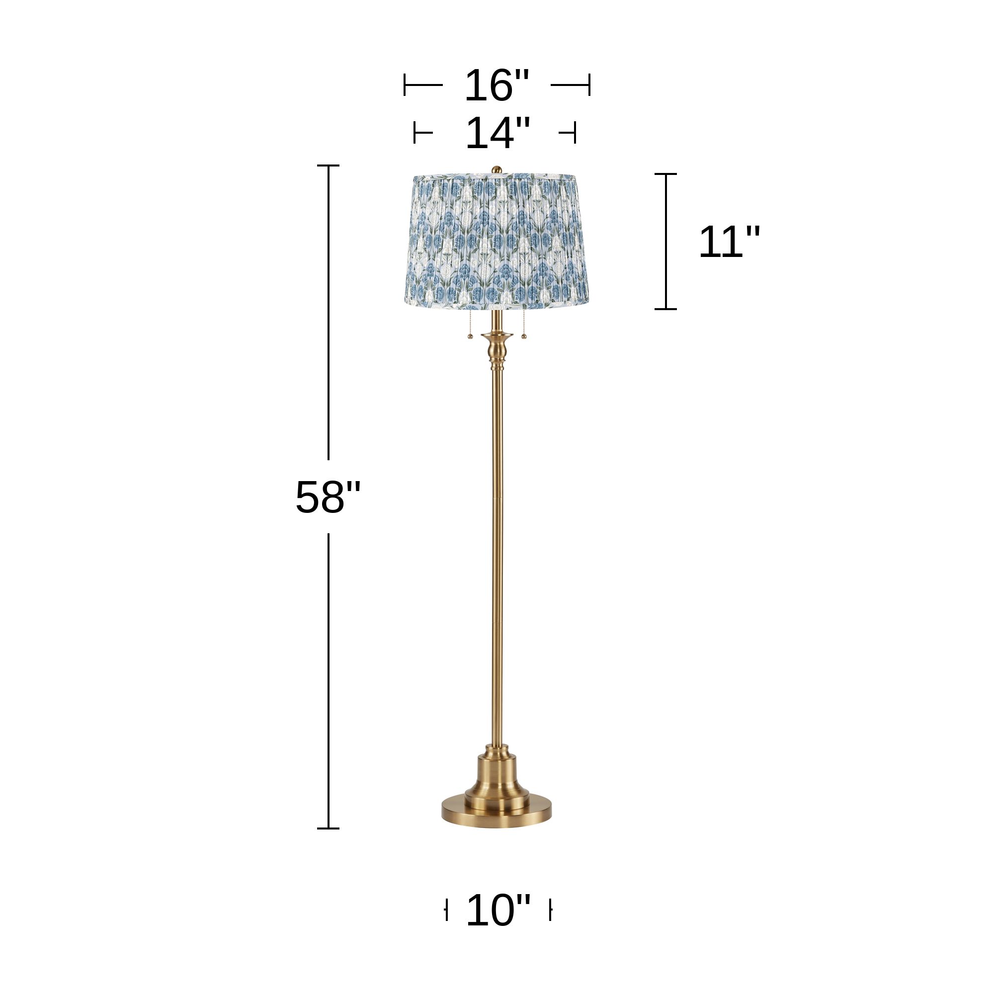 Image 5 Dyna Antique Brass Floor Lamp with Cobalt Blue and Green Shade more views