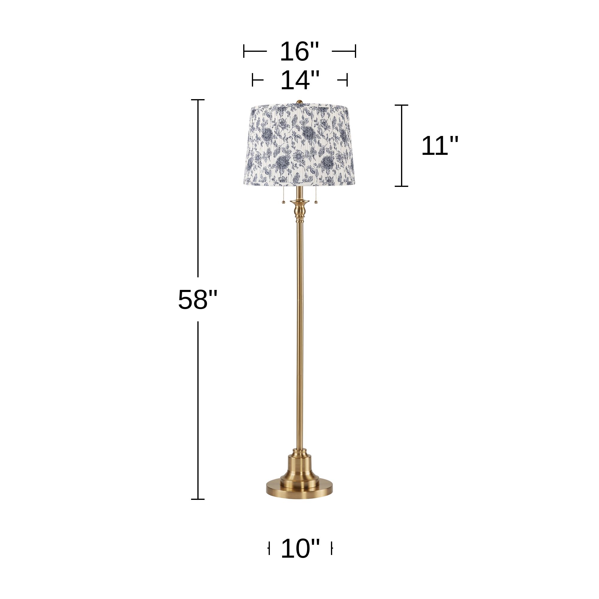 Image 5 Dyna Antique Brass Floor Lamp with Cobalt Blue and White Shade more views