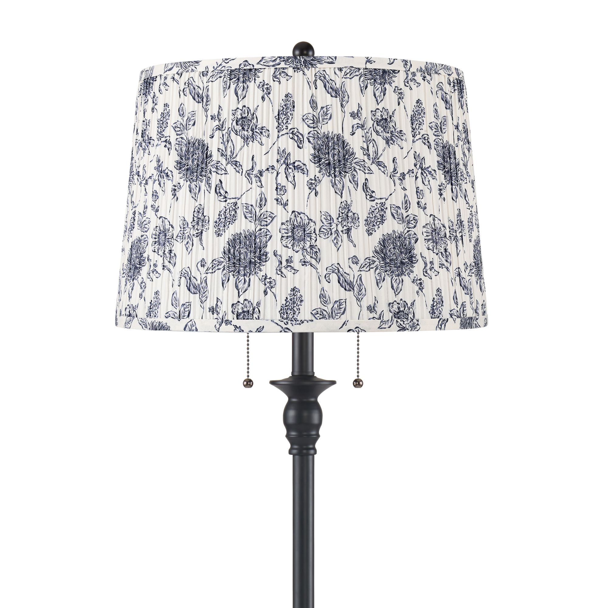 Image 2 Dyna Black Floor Lamp with Cobalt Blue and White Shade more views