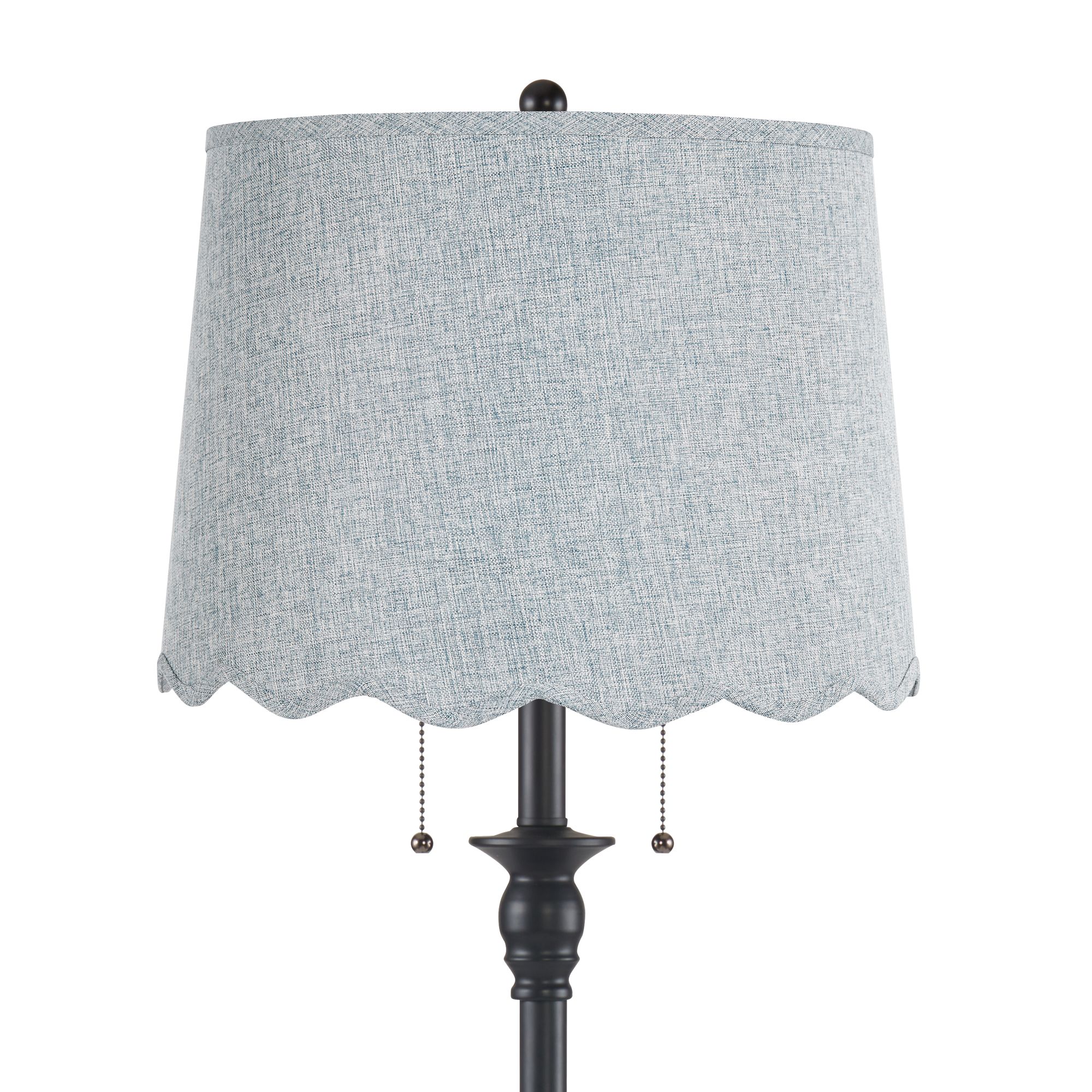 Image 2 Dyna Black Floor Lamp with Gunsmoke Scallop Shade more views